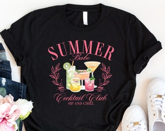 Summer Babe Cocktail Club Shirt, Girly Beach Shirt, Social Girl Shirt, Cocktail Lover Shirt, Summer Vibes Shirt, Bachelorette Party Tee, Mom