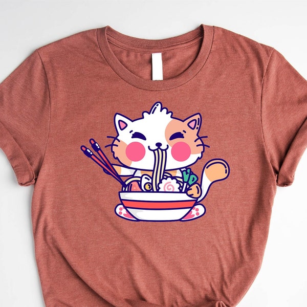 Cat Ramen Shirt, Ramen Kitten Shirt, Kawaii Anime Shirt, Ramen Bowl Shirt, Japanese Noodle Shirt, Gift For Cat Lover, Ramen Lover Shirt, Mom