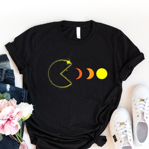 Total Solar Eclipse Shirt, Eclipse April 8 2024 Shirt, Eclipse Phases Totality Shirt, Funny Solar Eclipse Pac Man Tee, Eclipse Souvenir, Mom