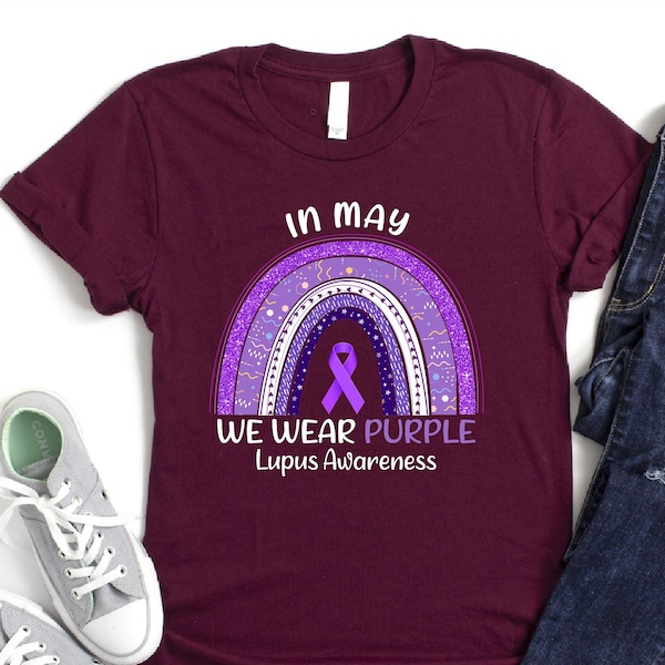 In May We Wear Purple Shirt, Lupus Awareness Month Shirt, Purple Ribbon Shirt, Lupus Support Gift, Lupus Warriors Shirt, Chronic Illness Tee