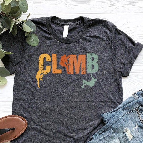 Climb Shirt, Funny Gift For Climbers, Climbing Girl Tshirt, Vintage Climbing Shirt, Cool Sport Shirt, Mountaineering Shirt, Boulderer Tshirt