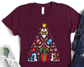 Christmas Ice Hockey Shirt, Hockey Player Shirt, Hockey Team Shirt, Hockey Lover Shirt, Hockey Mom Shirt, Hockey Game Day Shirt, Sport Shirt