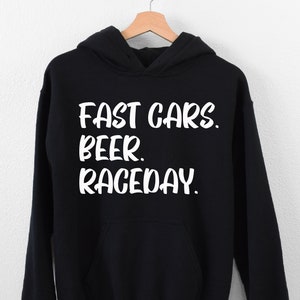 Fast Cars Beer Raceday Hoodie, Funny Race Lover Hoodie, Race Fan Hoodie, Dirt Track Racing Hoodie, Hoodie For Race Driver, Fast Cars Hoodie