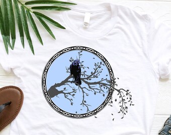 Raven Lover Shirt, Bird Lover Shirt, Raven Women Shirt, Goth Raven Shirt, Crow Bird Shirt, Scandinavian Tree Shirt, Funny Witchy Shirt, Gift