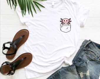 Pocket Axolotl Shirt, Axolotl Lover Shirt, Pretty Axolotl Shirt, Animal Lover Shirt, Funny Axolotl Gift, Ocean Lover Shirt, Axolotl Girl Tee