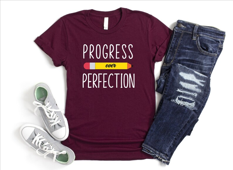 Progress Over Perfection Shirt, Happy First Day Of School Shirt, New Teacher Shirt, Back to School Shirt, Self Growth Shirt, Education Shirt image 3