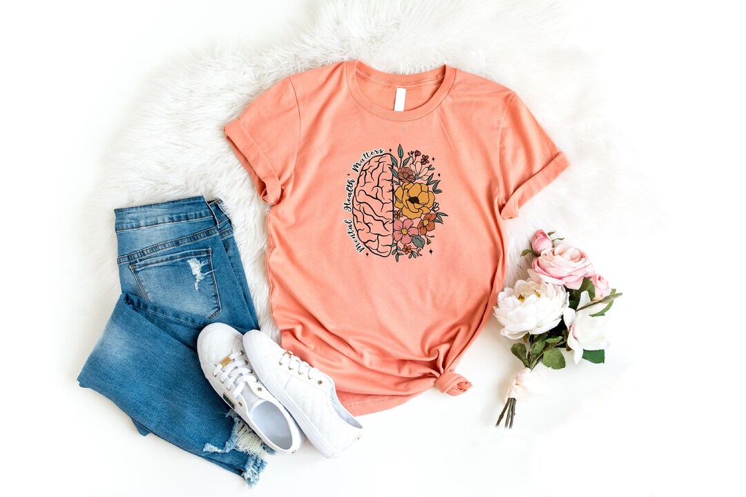 Mental Health Matters Shirt, Floral Brain Shirt, Shirt for Counselor ...