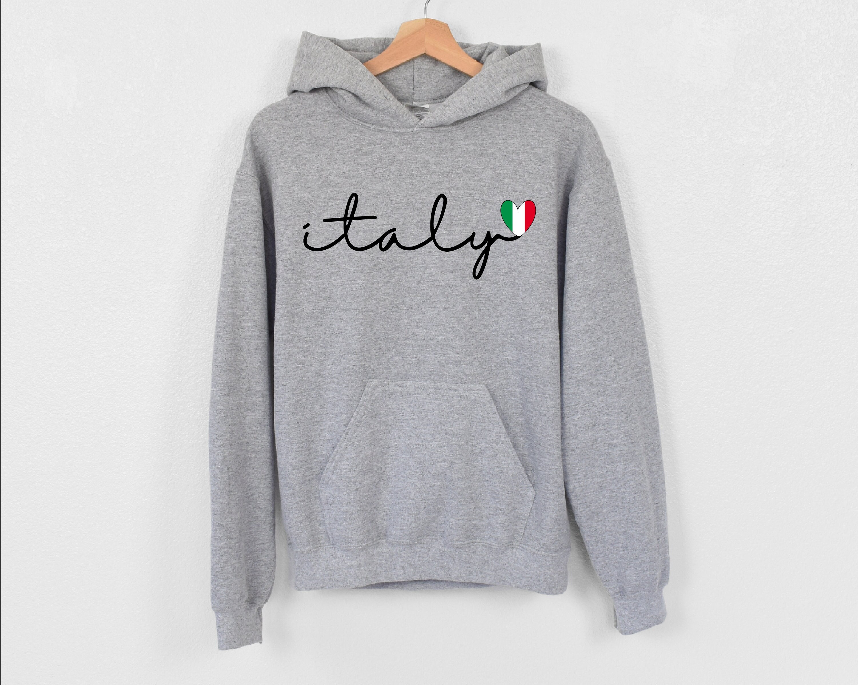 Italy Hoodie, Italian Flag and Heart Hoodie, Italy Travel Hoodie, Italy
