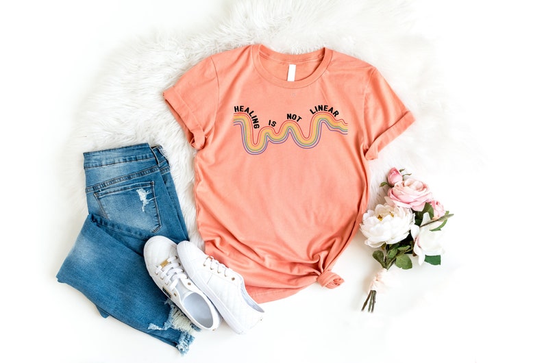 Healing Is Not Linear Shirt, Anxiety Shirt, Inspirational Shirt, Suicide Awareness Shirt, Self Growth Shirt, Gift For Counselor, Therapy Tee afbeelding 2