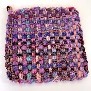 Purple/Colorful Handmade Colorful Loomed Pot Holder, Trivet, Hot Pad, Oven Mitt - Kitchen, Chef, Housewarming Unique Gift!