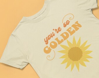 You're So Golden Kid's Yellow Graphic T-Shirt | Sunflower Golden Ratio, Fibonacci Spiral Tee | Groovy Retro Math Shirt