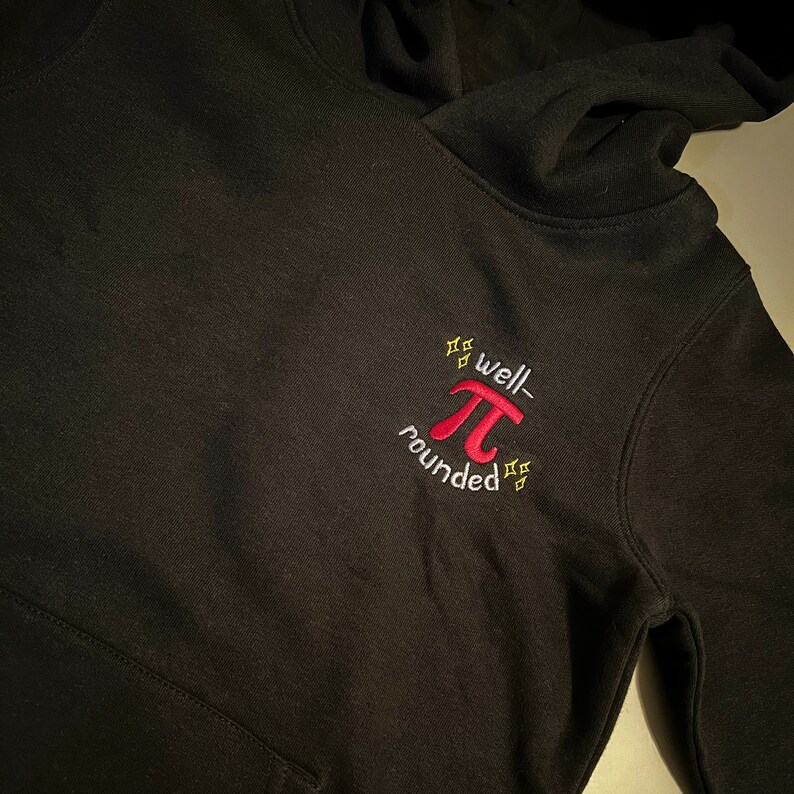 Well Rounded Pi Well-rounded (pi) Unisex Black Embroidered Hoodie | Math Hooded ...