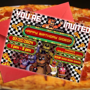 5 Nights at Freddy&#39;s Birthday Personalized invitation template | Freddy Fazbear custom birthday | Custom Five Nights at Freddys invitation