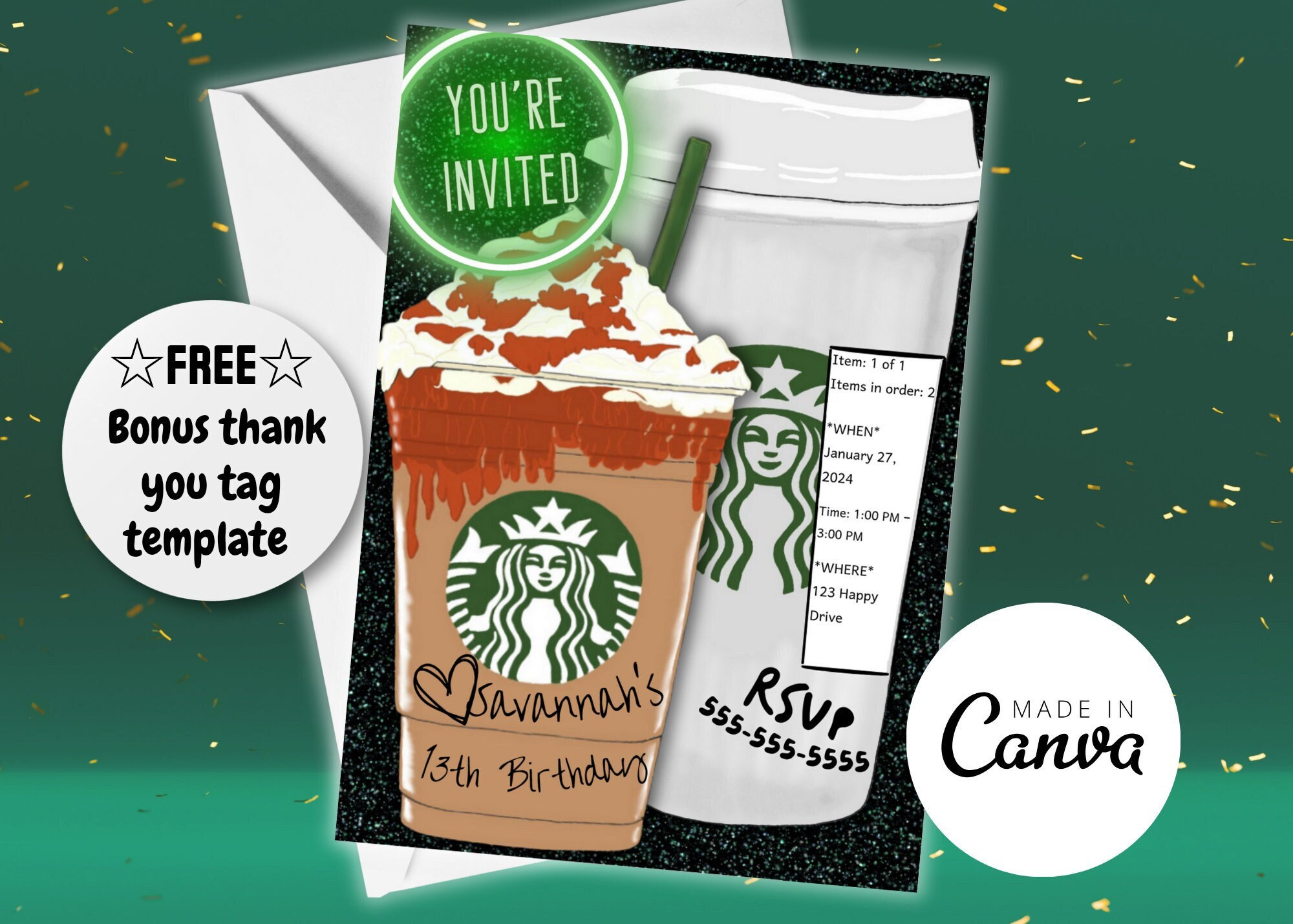 starbucks-birthday-personalized-invitation-template-coffee-birthday-starbucks-custom-birthday-custom-starbucks-cup-invitation-etsy