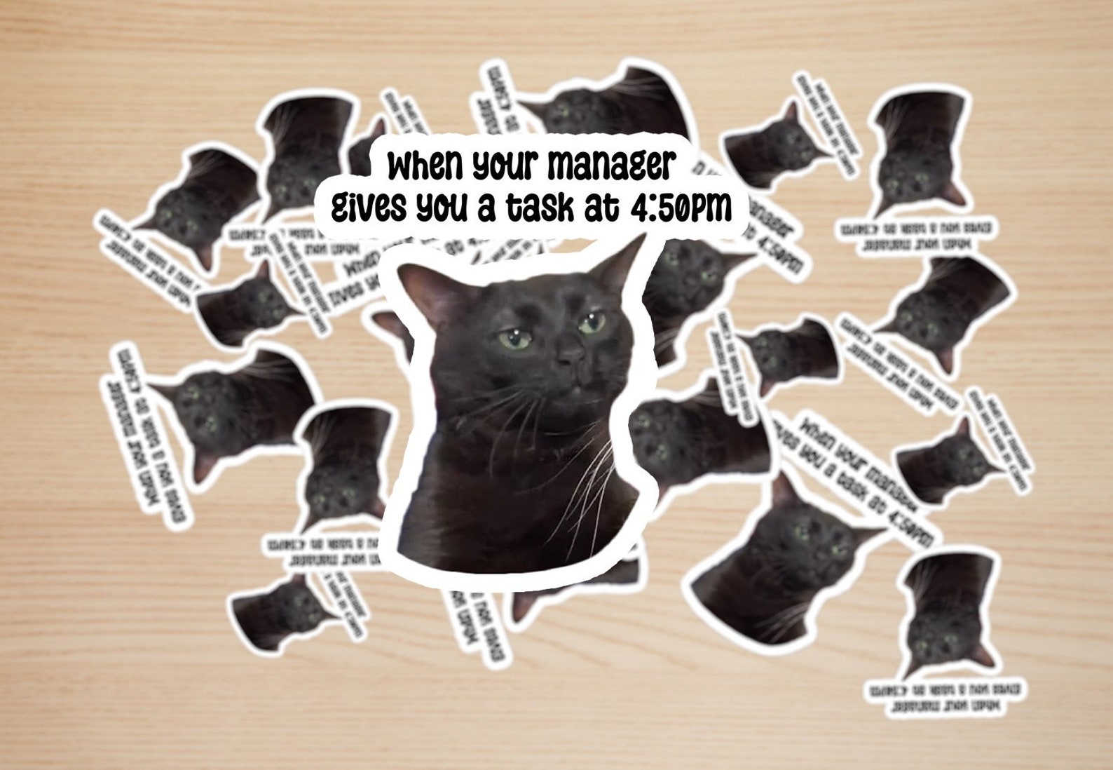 Black Zoning Out Cat Meme Sticker Funny Popular Trending Memes Etsy UK