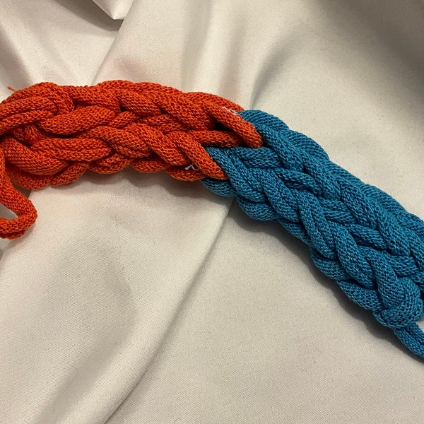 Complimentary Colors TURQUOISE & ORANGE Braid Tail Toy for Kittens, Puppies, Cats, and Dogs