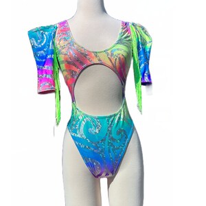 Raving Outfit, Rave Outfit, One Piece, Rave Clothes, Women's Festival Clothing, Rainbow, EDC, Neon, Swirls, Rave Set, Festival Outfit, Rave image 5