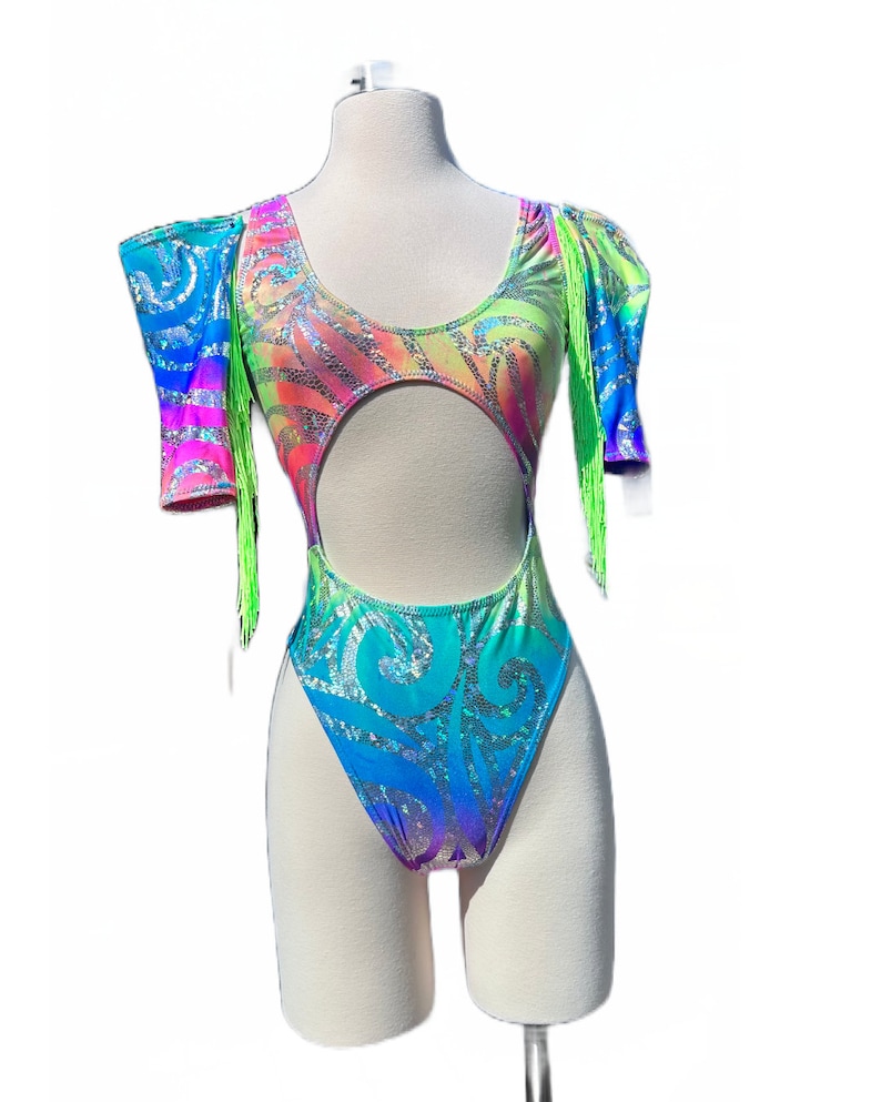 Raving Outfit, Rave Outfit, One Piece, Rave Clothes, Women's Festival Clothing, Rainbow, EDC, Neon, Swirls, Rave Set, Festival Outfit, Rave image 5