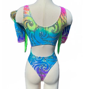 Raving Outfit, Rave Outfit, One Piece, Rave Clothes, Women's Festival Clothing, Rainbow, EDC, Neon, Swirls, Rave Set, Festival Outfit, Rave image 8