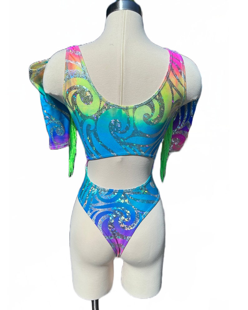 Raving Outfit, Rave Outfit, One Piece, Rave Clothes, Women's Festival Clothing, Rainbow, EDC, Neon, Swirls, Rave Set, Festival Outfit, Rave image 8