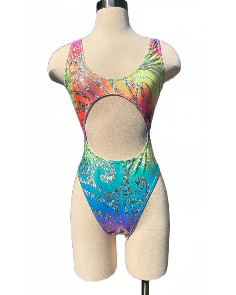 Raving Outfit, Rave Outfit, One Piece, Rave Clothes, Women's Festival Clothing, Rainbow, EDC, Neon, Swirls, Rave Set, Festival Outfit, Rave image 6