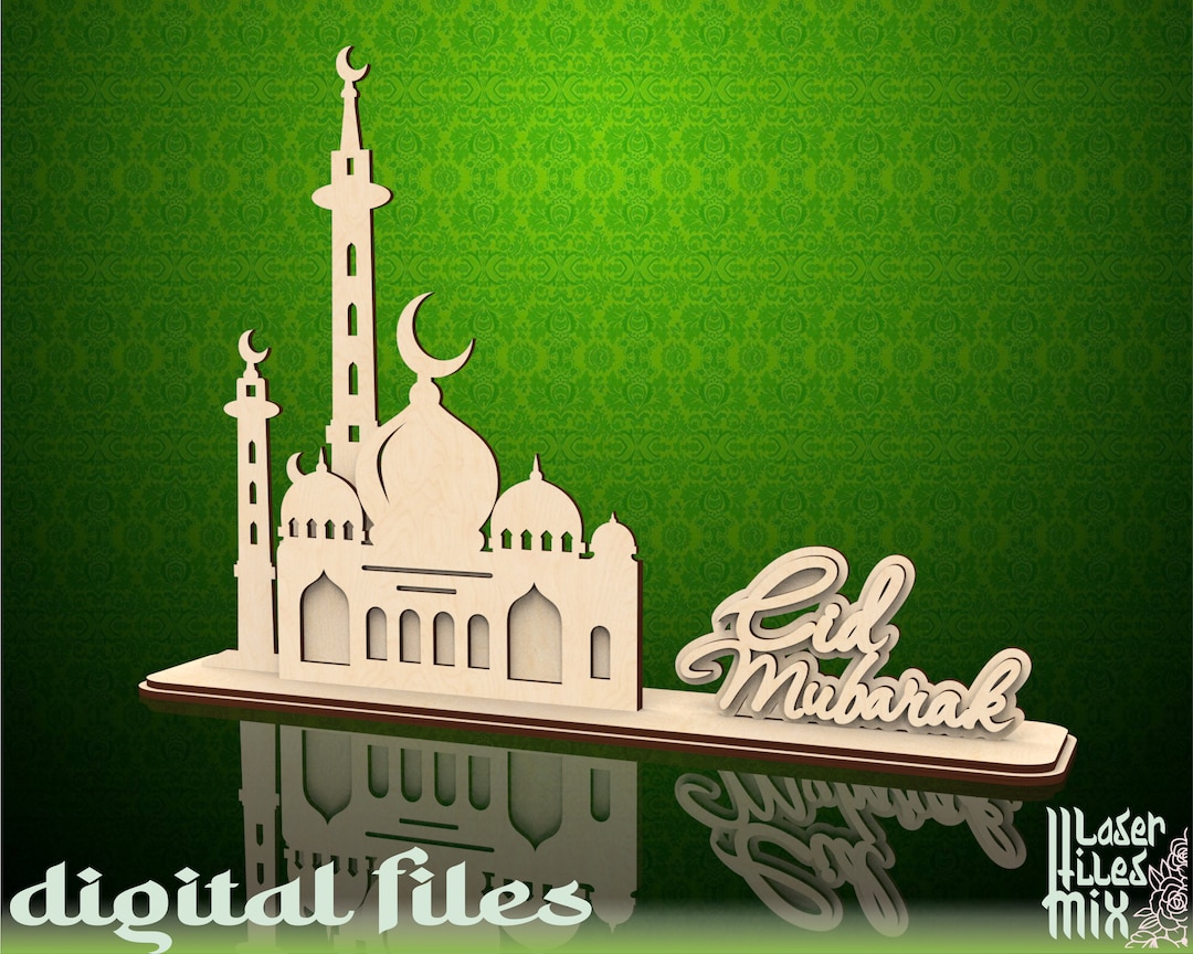Eid Mubarak Table Sign. Laser Cut SVG DXF Vector Files for Wood
