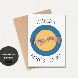 30. Geburtstagskarte - Cheers/Whiskey - Printable/ Instant Download