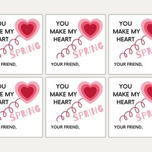 You Make My Heart Spring- Slinky Valentine's Class Printable- Instant Download
