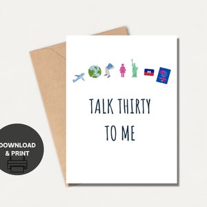 30 Geburtstagskarte - Talk Thirty To Me - Printable/ Instant Download