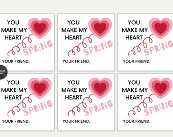 You Make My Heart Spring- Slinky Valentine&#39;s Class Printable- Instant Download