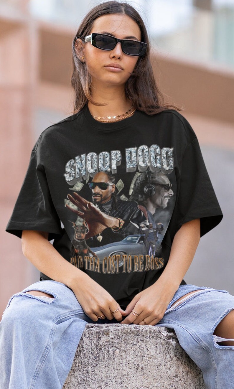 SNOOP DOGG Snoop Dogg Rap T-shirt Rap T Men's L size cotton black type Vintage Second Hand