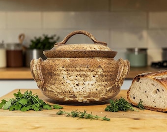 Naczynie żaroodporne Vintage Studio Art Pottery Kamionka Plamki Ziemiste Szkliwo Podpisane