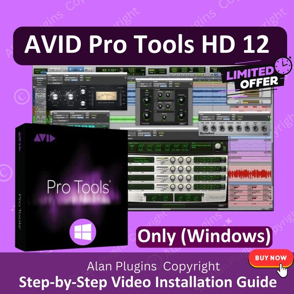 Avid Pro Tools Hd 12 for Windows Music Production Software, Daw, Vst Plugins, Reverb Effects, Lifetime Activation, Aax Vst3 Vst Vst2 Au, Win