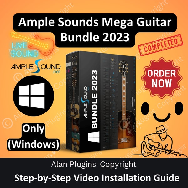 Ample Sounds Mega Guitar Bundle 2023 for Music Production Software, Daw, Vst Plugin, Reverb, Lifetime Activation, Aax Vst3 Vst Vst2, Windows