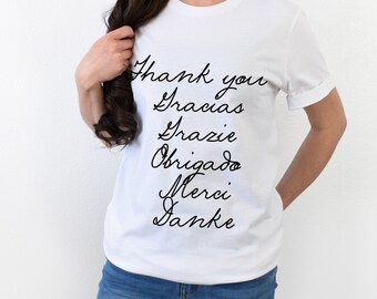 Thank you T-Shirt, gracias, merci, simple shirt, cute t-shirt, foreign languages, different languages