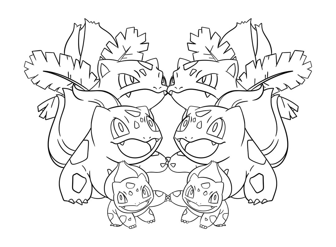Bulbasaur Evolution Line Colouring Page - Etsy
