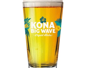 Kona Brewing Company Big Wave Signature 16 Ounce Pint Glass - New - Set of 2
