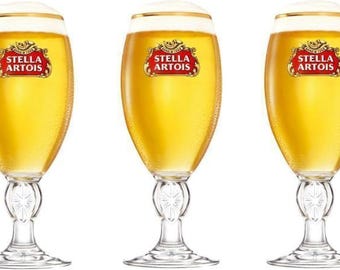 Stella Artois 3-Pack Original Large Beer Glass Chalices, 50cl