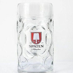 1 Liter Spaten Logo Dimpled Glass Beer Stein