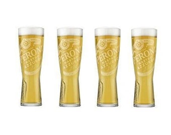 Peroni Italian Beer Glass - New 2025 Signature Edition - Set of 4