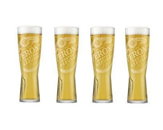 Rare Set 4 Collectible Italian Peroni 80s Glasses Italian Beer