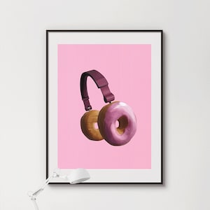 Donut Touch My Playlist, Retro music themed printable wall art, Digital download