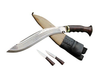 12 inches long blade world war griper 6 fuller Gurkha khukuri-kukri knives-knife Nepalese blade fixed kukri Damascus kukri Ready for use.