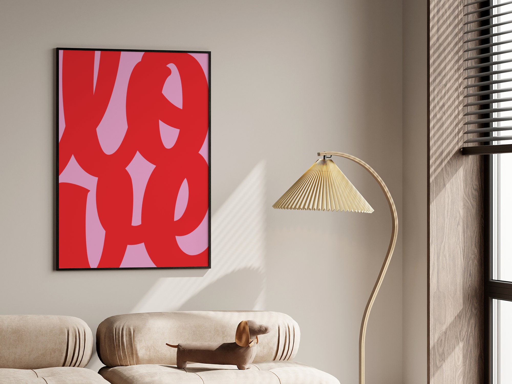 Hot Pink Wall Art Set of 3 Abstract Prints Girly Pink Home Decor