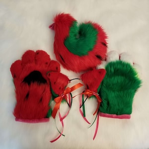 Watermelon paws, husky tail, and big puppy ears