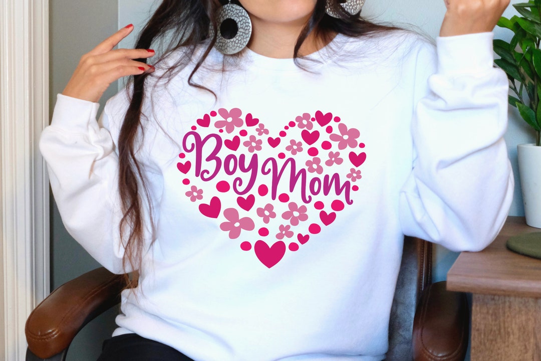 Boy Mom Sweatshirt Boy Mom Mom Sweatshirt Heart Boy Mom Etsy