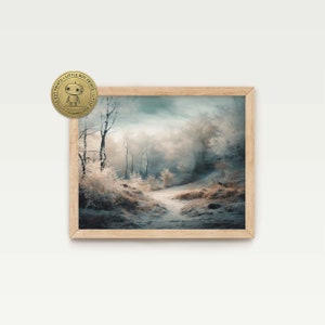 Winter Landscape Print I Snowy Forest Painting Digital Art |  Printable Digital Download