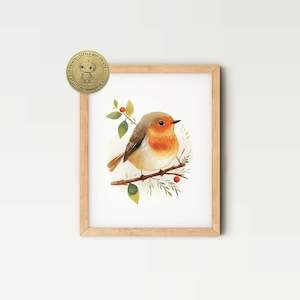Robin Bird Nursery Wall Art Decor | Cute Little Robin Bird Printable Art | Bird Print Digital Download Home Decor