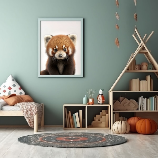 Baby Red Panda Wall Art | Cute Animal Print | Printable Digital Download