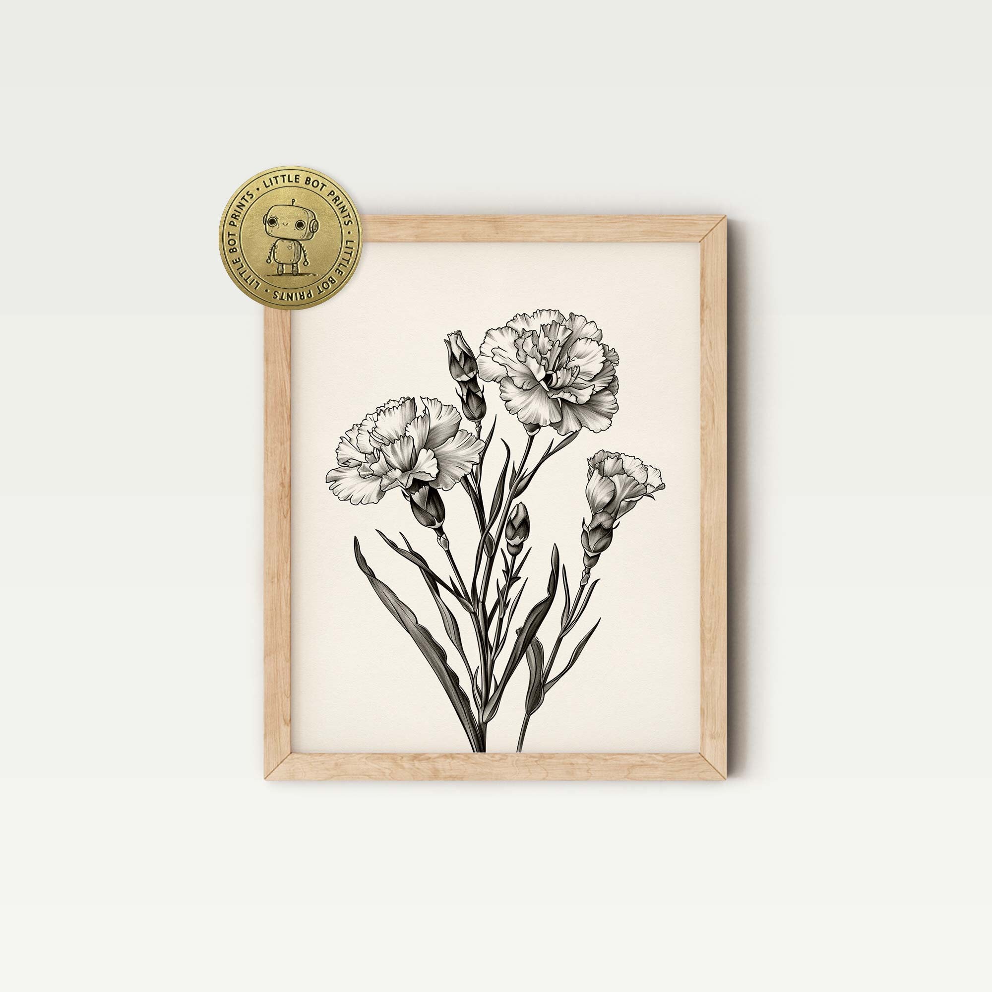 Botanical Drawing Instant Download Carnation Flowers Printable Wall Art ...